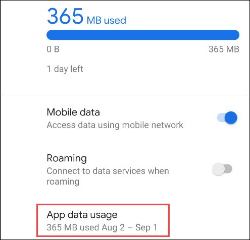 app data usage
