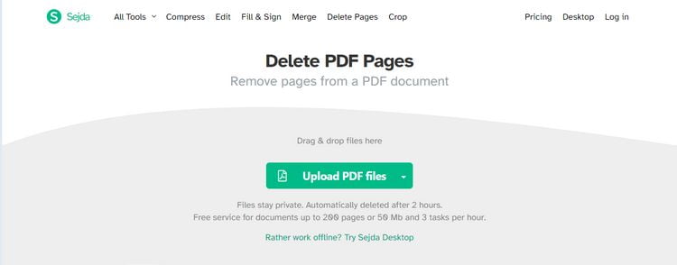 حذف صفحات PDF به صورت آنلاین
