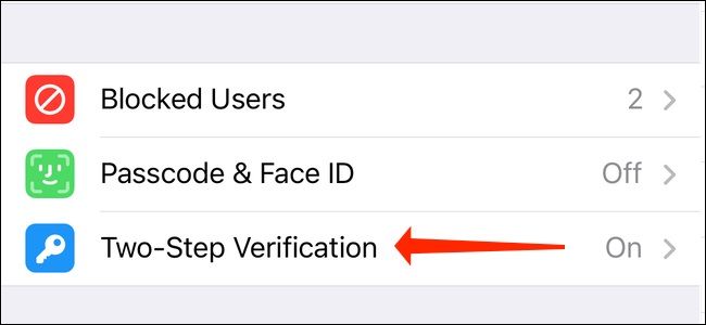تنظیمات Two-Step Verification در تلگرام آیفون